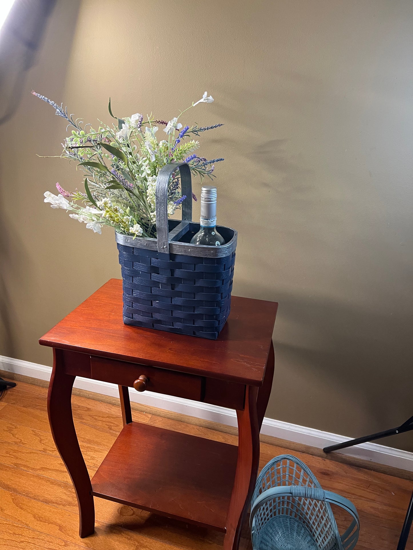 Up Cycled wicker bottle basket