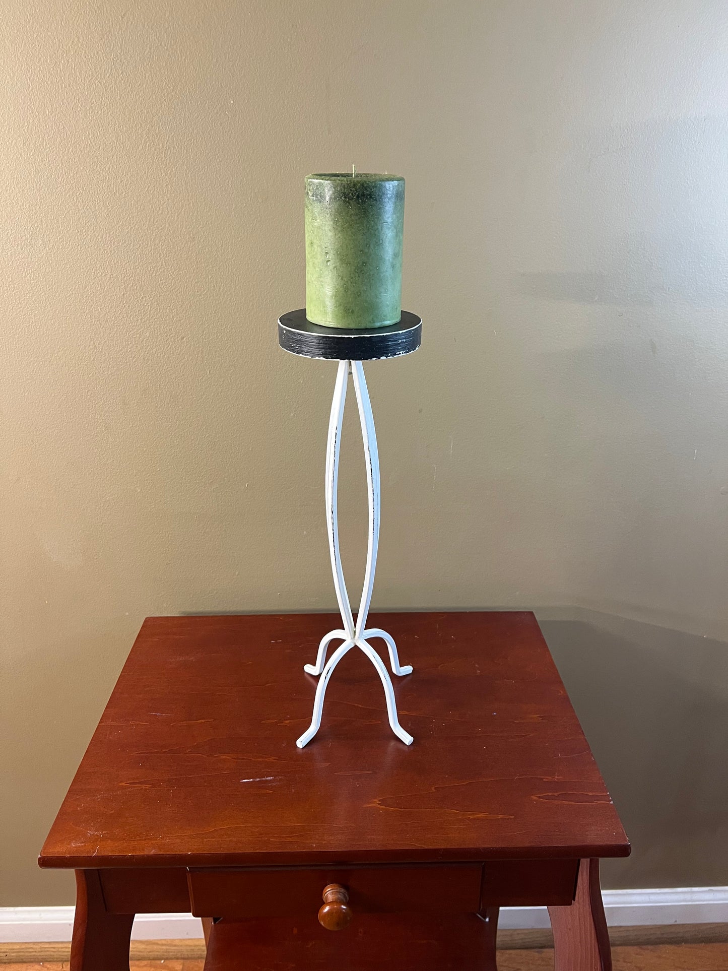 Distressed metal candlestick