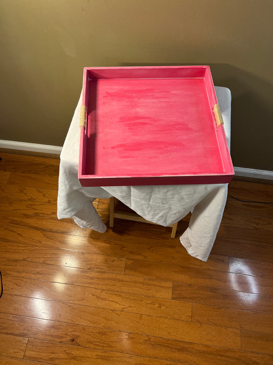 Pink wooden tray