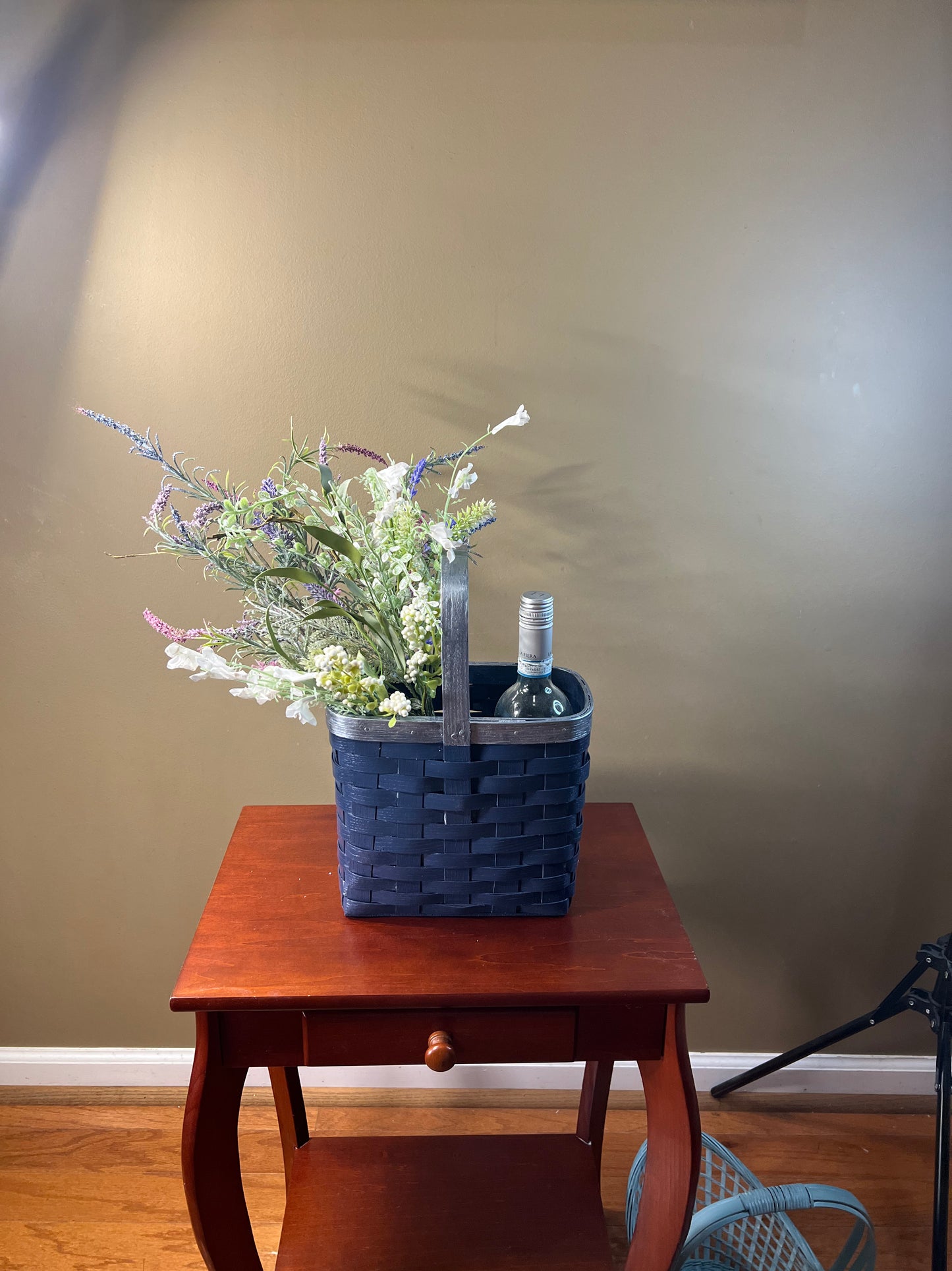 Up Cycled wicker bottle basket